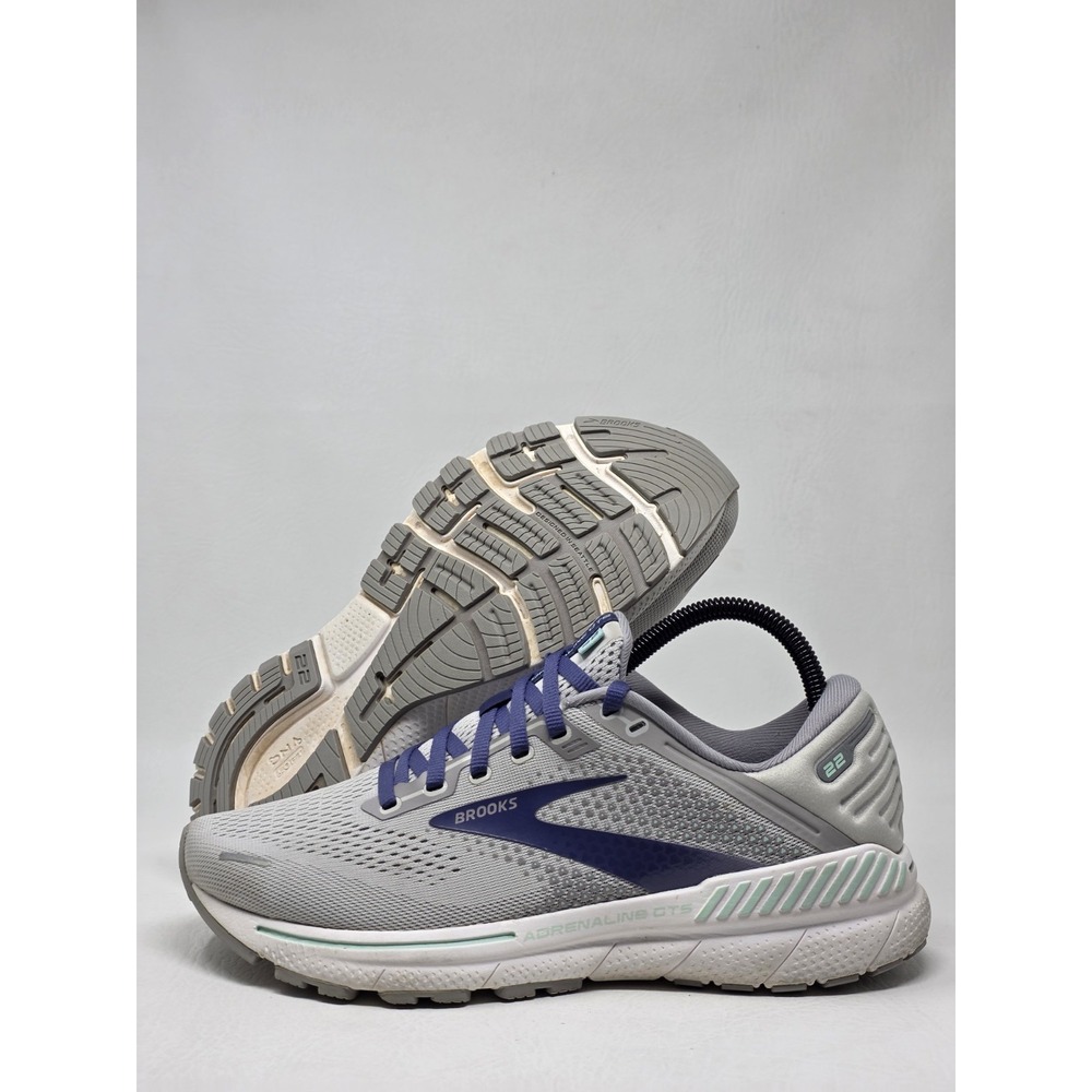 Brooks Womens Size 9 Adrenaline GTS 22 Support Running Shoe Alloy/Blue/Green